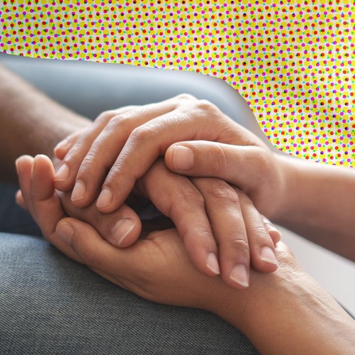 Zwei Menschen, die sich an den Händen halten