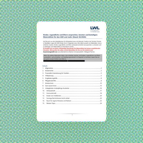 Materialliste für den ASD – Partizipation von Kindern, Jugendlichen und Eltern