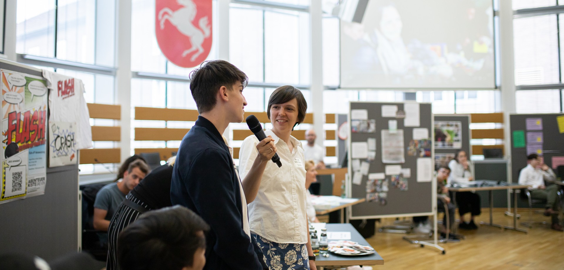 Foto eines Interviews beim Abschlussfachtag 2018/2019