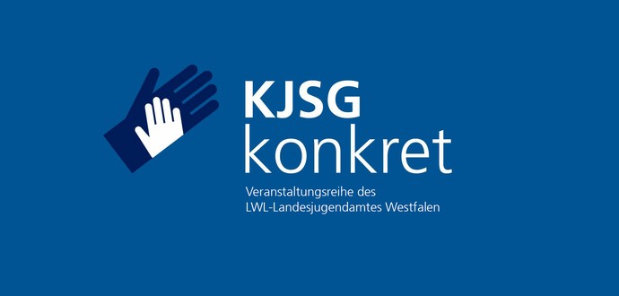 Das Signet dieser Veranstaltungsreihe: Strichzeichnung einer Kinderhand in einer Erwachsenenhand.