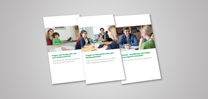 Drei Flyer zum Fachdienst Beistandschaften