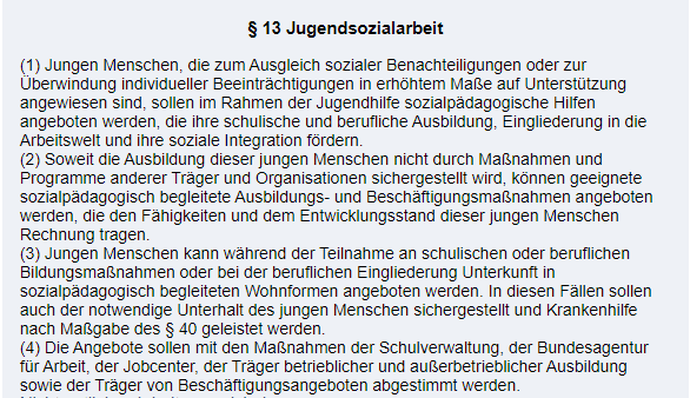 Gesetzestext: § 13 SGB VIII
