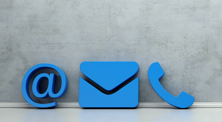 Symbole für Telefon, Mail und Brief
