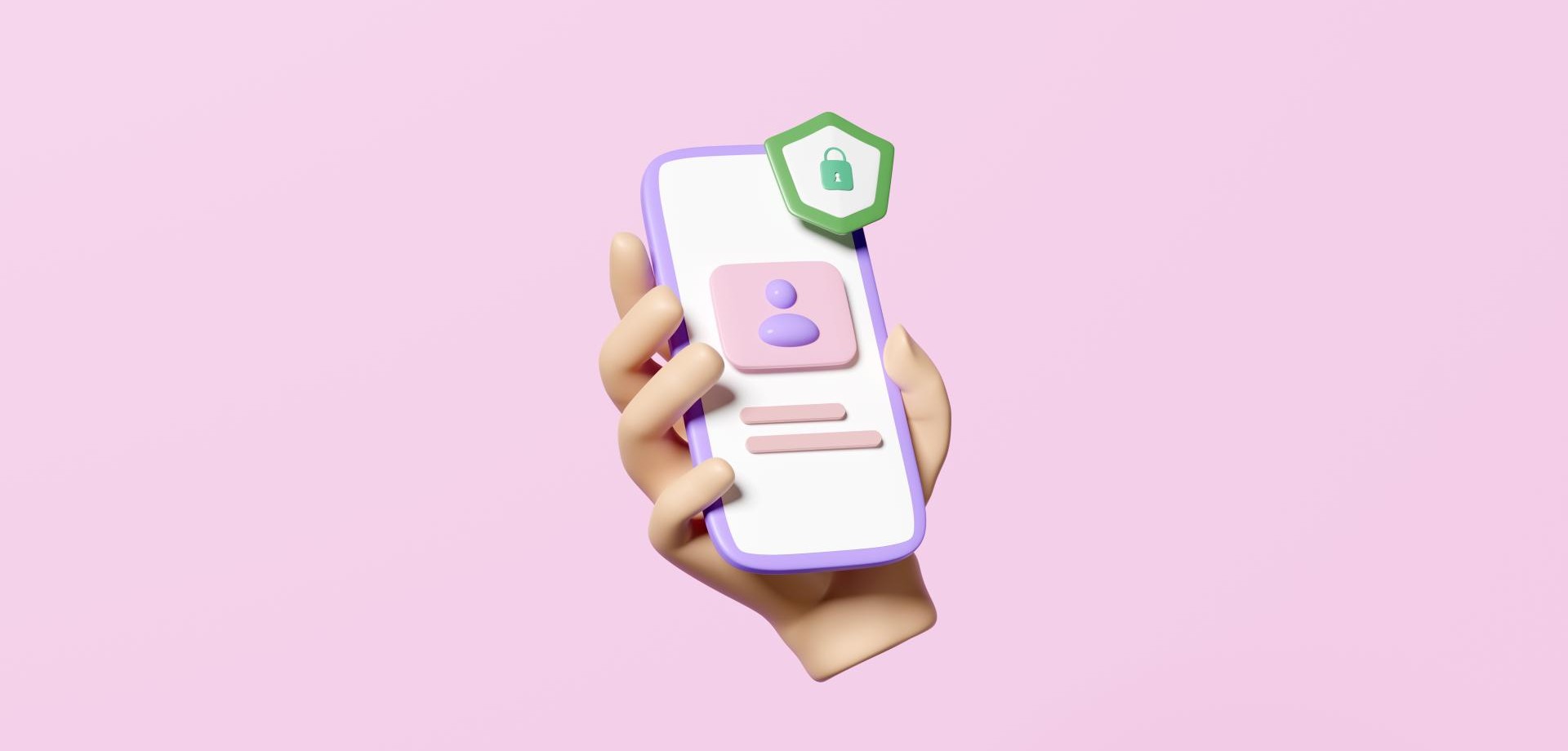 Hand mit Smartphone auf pinkem Hintergrund