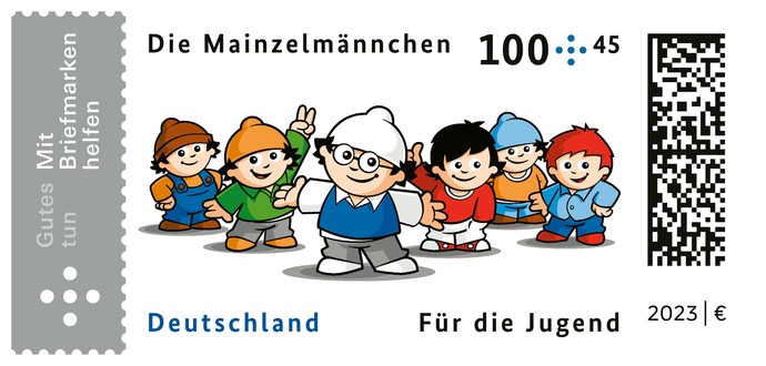 Briefmarke der Stiftung Deutsche Jugendmarke mit Mainzelmännchen