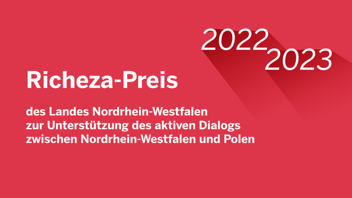 Rote Fläche mit den Worten Richeza Preis 2022 / 2023