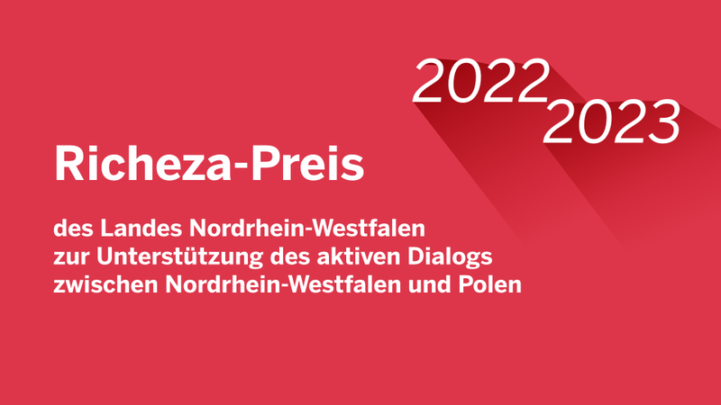 Rote Fläche mit den Worten Richeza Preis 2022 / 2023