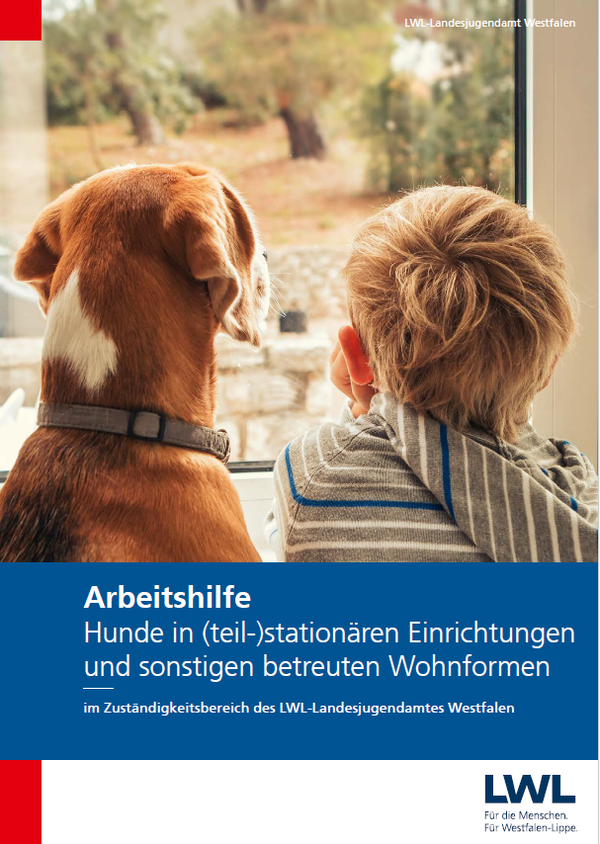 Cover der Arbeitshilfe. Hund und Kind schauen aus dem Fenster.